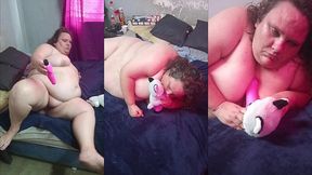 solo milf stacy masterbate with pink vibrator , teddybear gets a blowjob