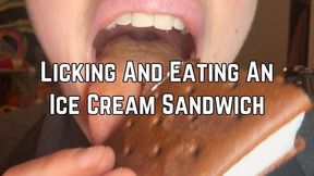 Phoenix Bates Licking And Eating An Ice Cream Sandwich 1080p - Extreme Close Ups - Open Mouth Chewing - Dirty Tongue - Licking
