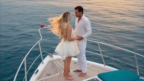 pareja de recien casados van a disfrutar de su luna de miel en un yate, su esposo le rompe el cono por todo el camino!! (video generado por ia)