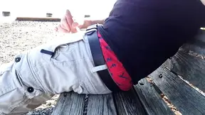 Public Dick Stroking at the beach, jerking off my hard cock