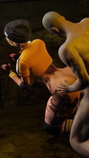 Secret Place. Tattooed Blonde Girl Accidently Found Random Sex Partner in the Basement of an Abandoned House. Emptie41