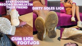 Lytta and Mia - Shoejob and Cum Lick - Step-cousins Humiliating their friend on camera making him licking their dirty feet cum and lick his own cum after shoejob - FOOT WORSHIP - FOOTJOB - SHOEJOB - FEMALE DOMINATION - DOMINATION - FEMDOM - CBT shoe