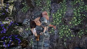 Lara Croft awakens an ancient statue to obtain sperm for a ritual. 3D Hentai Game