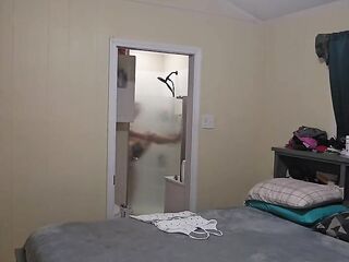 Voyeur Pawg showers, shaves and bangs herself previous to getting willing