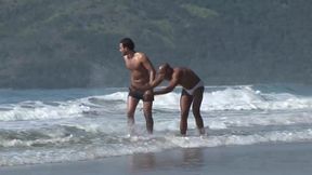 Two african men fucking on the beach