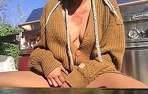 Sweety babe playing with her pussy in the terrace
