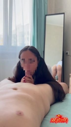 GUESS! WHAT SHE DOES BEFORE COMING TO THE OFFICE? LICKS AND ON MY COCK AND I CUM DOWN HER THROAT SO