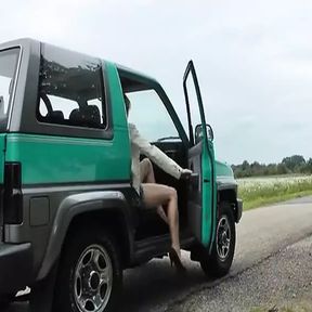 Mature German slut fucked in the car