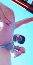 Had some fun in the sun. Watch me stroke my big fat cock and have you worship me from below