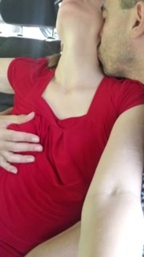 Fingering Button in the Back Seat While She Smokes