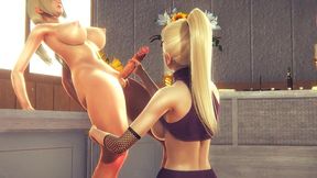 boruto hentai - tsunade futanari handjob by ino in temple - japanese asian manga anime game porn