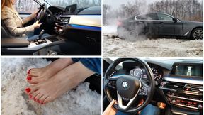 Hard punishment of luxury BMW with really crazy drift, hard revving and overheating the engine