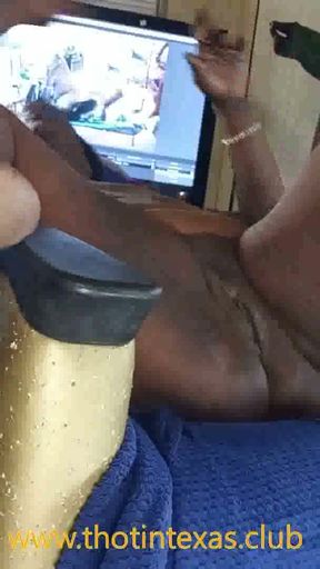 Thot in Texas - Big Pussy, Open Legs, Ebony Shaved Pussy   Clip 1