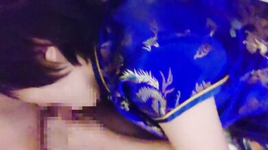 I want to flirt in a Chinese dress with a married Japanese cosplayer for a slurpy blowjob