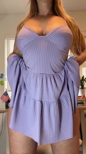 Purple off-the-shoulder dress