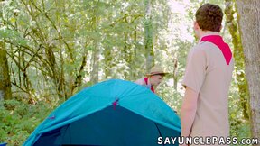 Colton McKeon helps Grey Gold fix his tent and his aching cock