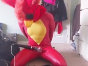 Rubber Bird Blindfolded, Milked and Overstimulated