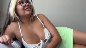 Teen step sis reverse cowgirl creampie bald pussy gushing load