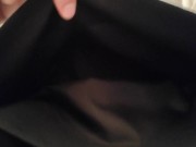 Crossdresser is pissing with my clothes on.