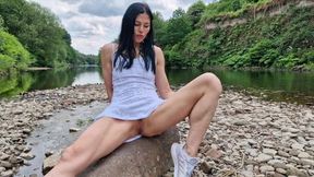 Outdoor Nude Gaping My Pussy and Peeing