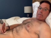 Quick Jerk-off in bed, I cum and taste it for you. Felt great! New!