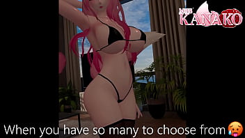 Vtuber gets so wet posing in tiny bikini! Catgirl shows all her curves for you!