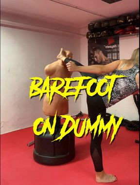 Barefoot kicks on dummy
