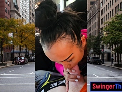 Thai MILF big cock car blowjob in public