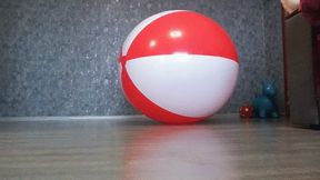 riding red-white ball