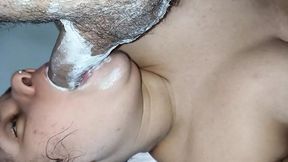 &#x201C;Face-splattered ejaculation soaks her creamy thighs