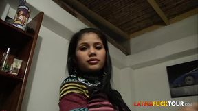 First-time Latina GF gives deepthroat blowjobs and takes a hard fuck