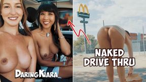 Emma Dared Me for Naked and Risky McDnalds Drive Through Public Nudity Challenge