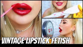 Vintage Pinup Stepmom Applies Lipstick
