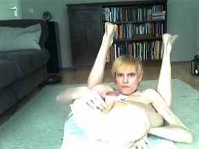 Slender fella playing with fake penis and cumm