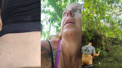 POV Thick White Girl Bent Over In Jungle Pounding Her Tight Pink Pussy Til Cream Pies Her