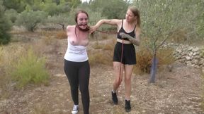 Bondage Walk in Public - Roxy walks with tightly tied Elbows - tied by Rija Mae - Full Clip wmv HD