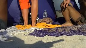 Exhibitionist Wife Helena Price 455 Part 2- Getting my ass massaged at the nude beach while voyeurs watch!  Hope my husband doesn'_t mind! lol!