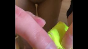 Dirty panties and my unwashed pussy with smegma close-up. Girl pees through her panties. Nylon tights. Russian dirty talk