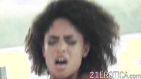 ”Beautiful ebony Luna Corazon missionary butt drilled after BJ”