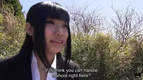 Japanese college student in recruit suit loses it for outdoor sex