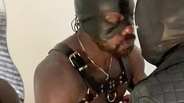 Anon Submissive Leather Worships Black Muscle Dom