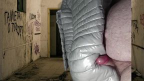Cumshot on Girlfriend's PZ Soft Silver Down Jacket