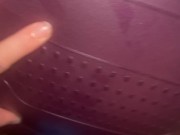 Yoga ball fun with massive dildo