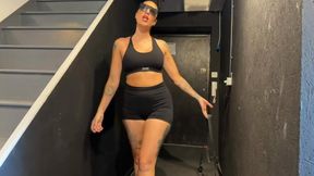 Mistress Harmony-Grace sweaty gym worship session with CBT