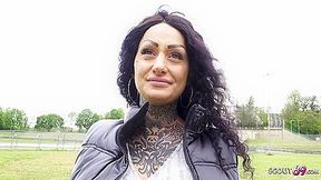 First Anal Sex For Big Tits Tattoo Model Mia Roux At Pickup Casting