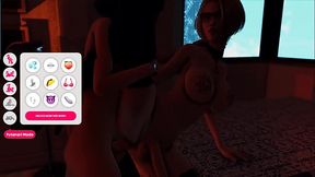 Brunette crossdresser (me) sucks 3D Dickgirl Cock