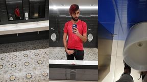 jerking off my big uncut cock in different public bathrooms until i cum
