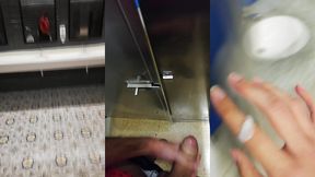jerking off my big uncut cock in different public bathrooms until i cum