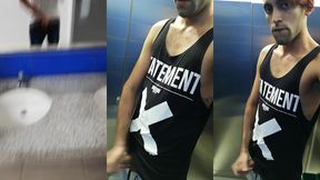 jerking off my big uncut cock in different public bathrooms until i cum