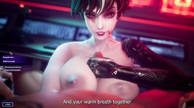 A mischievous look and hot breath with a cold touch of metal create an indescribable sensation [eng sub